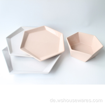 Unregelmäßige geformte Platte Porzellan-Seite-Version Glasur-Abendessen
